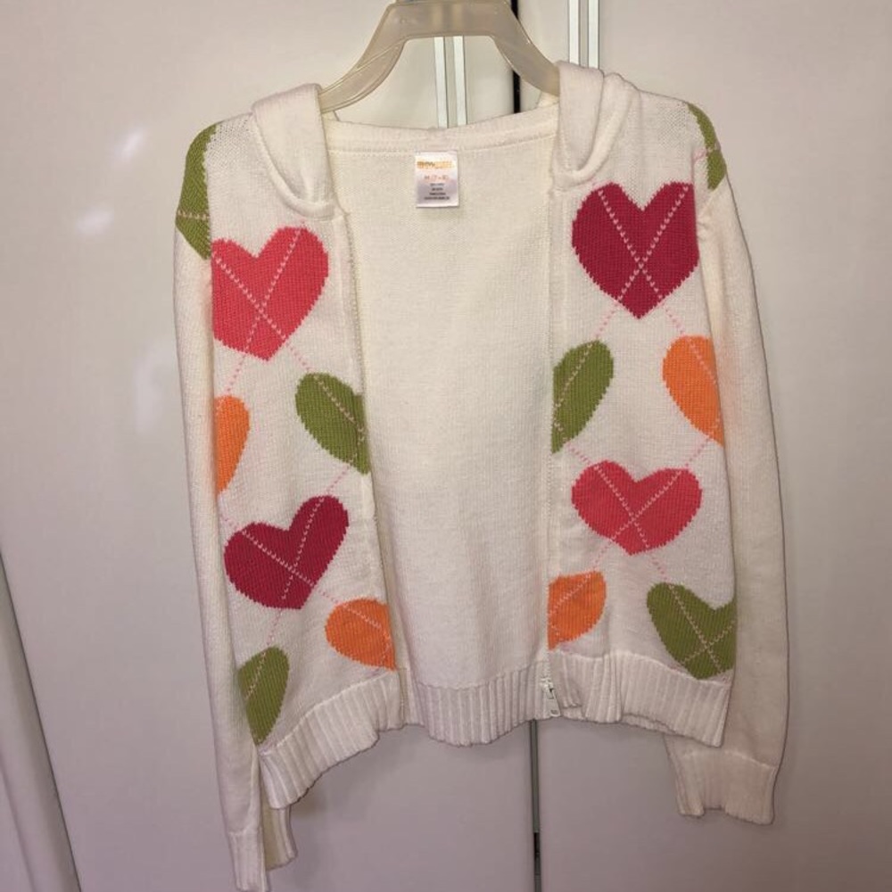 COLORFUL HEARTS GYMBOREE HOODIE (7-8)